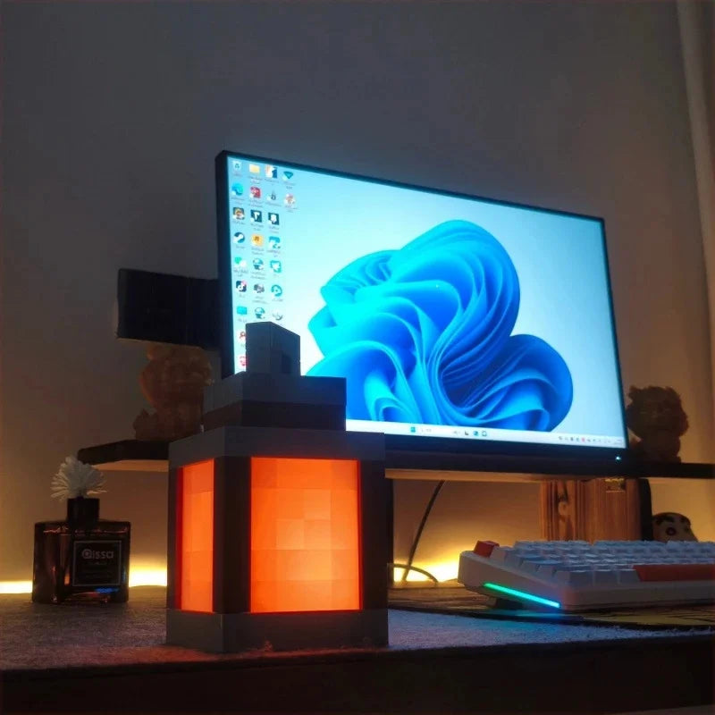 Pixel Art Night Light - USB Hanging Lantern for Bedroom & Gaming Decor - Perfect Atmosphere Lamp for Boys' Rooms