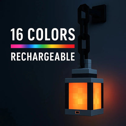Pixel Art Night Light - USB Hanging Lantern for Bedroom & Gaming Decor - Perfect Atmosphere Lamp for Boys' Rooms