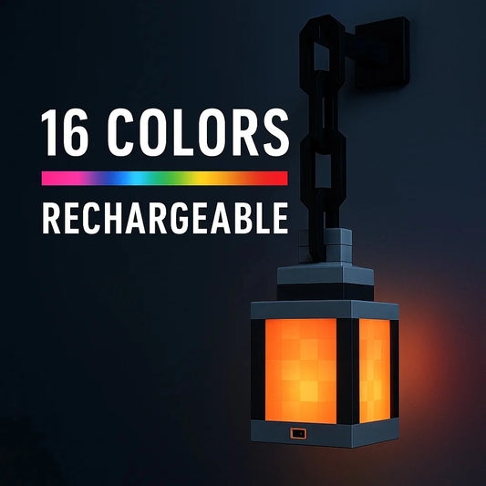 Pixel Art Night Light - USB Hanging Lantern for Bedroom & Gaming Decor - Perfect Atmosphere Lamp for Boys' Rooms